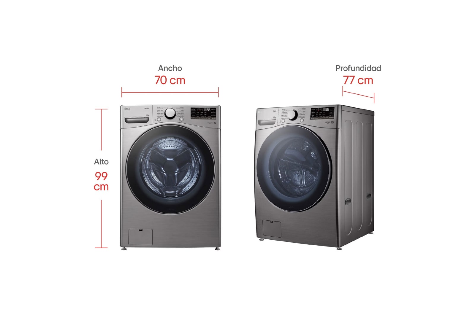 Dimensiones de la lavadora LG 